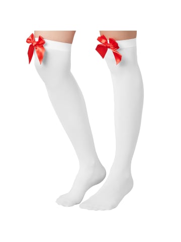 tectake Feine Overknee-Strümpfe in Einheitsgröße, weiß