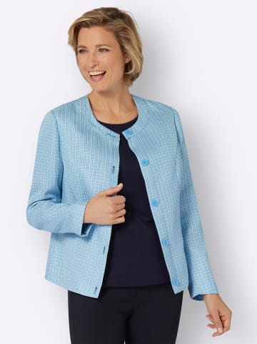 Sieh an! Bouclé-Blazer in aqua-ecru-gemustert