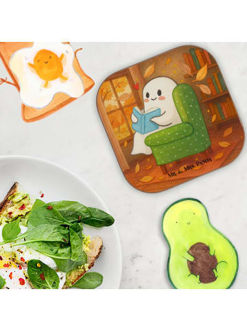 Mr. & Mrs. Panda Holzuntersetzer Gespenst  Buch  Design ohne Spruch in Weiß