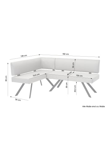 byLiving Eckbank TORONTO in taupe - 128 x 182, H 85 cm