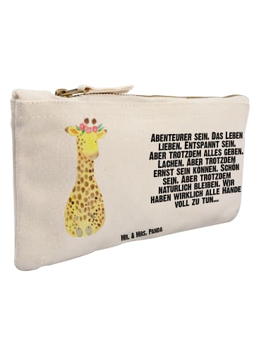 Mr. & Mrs. Panda Schminktasche Giraffe Blumenkranz mit Spruch in Weiß