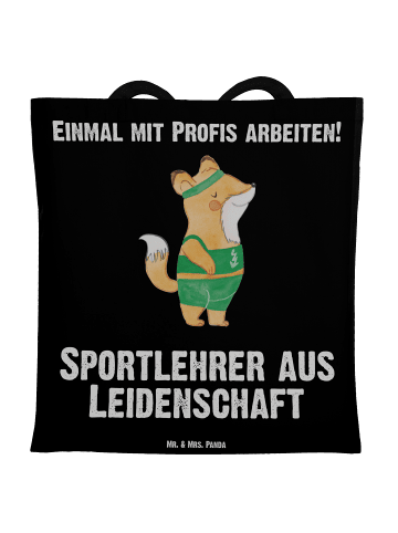 Mr. & Mrs. Panda Tragetasche Sportlehrer Leidenschaft mit Spruch in Schwarz