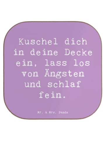 Glas-Untersetzer Spruch Alleine schlafen lernen... in Lavendeltraum