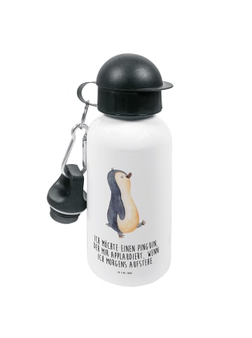 Mr. & Mrs. Panda Kindertrinkflasche Pinguin mHerzieren mit Spruch in Weiß