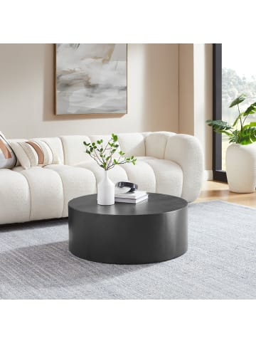 SalesFever Couchtisch Ø 80 cm rund aus MDF mit Eschenholzfurnier in Schwarz