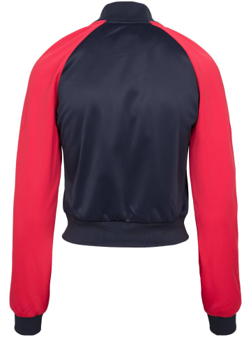 Urban Classics Urban Classics Damen Ladies Short Raglan Track Jacket in navy/fire red/white
