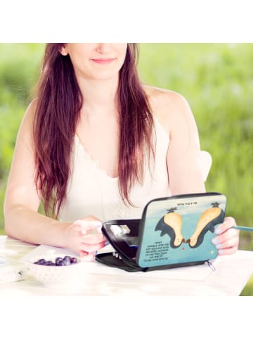 Mr. & Mrs. Panda Federtasche Pinguin Liebe Design mit Spruch in Weiß