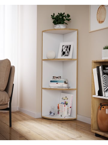 VCM  Elegantes Holzregal Eckregal Regal Salia 3fach in Weiß