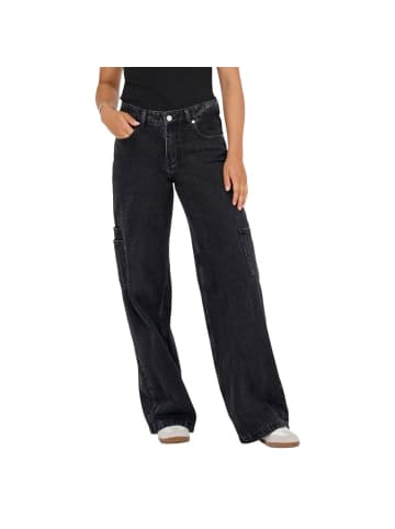 Schwarz Baumwolle Relaxed-Fit-Jeans