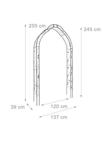 Rosenbogen in Schwarz - (B)137 x (H)255 x (T)39 cm