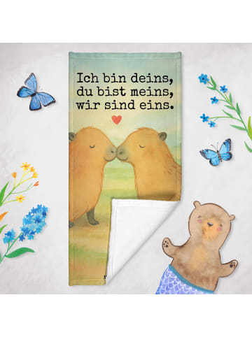 Mr. & Mrs. Panda Saunatuch Capybara Liebe Design mit Spruch in Weiß