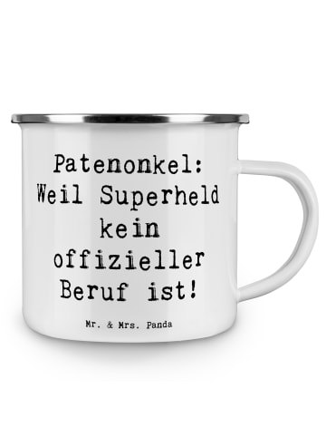 Mr. & Mrs. Panda Camping Emaille Tasse Spruch Patenonkel Superhe... in Weiß