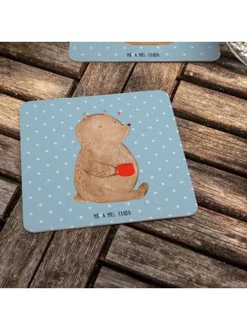 Mr. & Mrs. Panda Tassenuntersetzer Bär Kaffee ohne Spruch in Blau Pastell