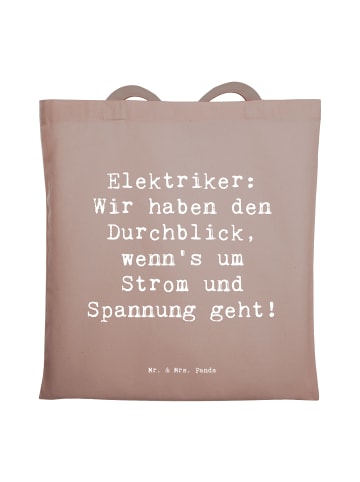 Mr. & Mrs. Panda Uni Tasche Spruch Elektriker Durchblick mit Spruch in Braun Pastell