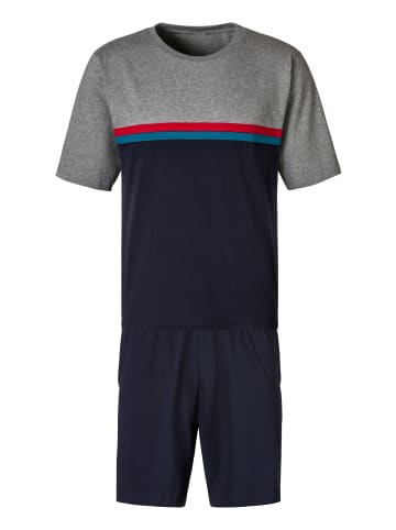 LE JOGGER Pyjama in grau-meliert-navy