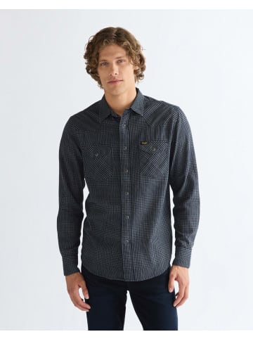 Langarmhemd Western in Healthered Indigo