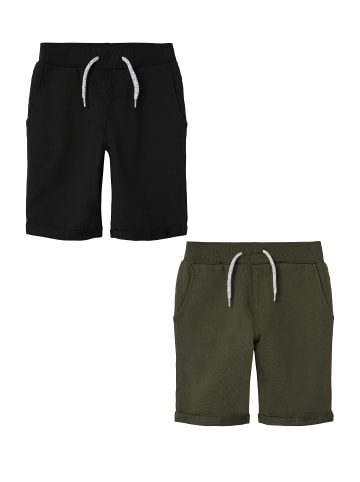 name it Shorts 2er-Set elastischer Bund in Schwarz-Grün