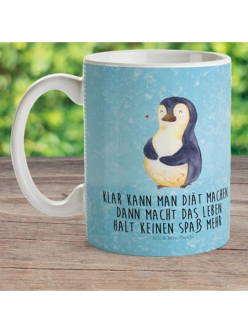 Mr. & Mrs. Panda Tasse Pinguin Diät mit Spruch in Eisblau