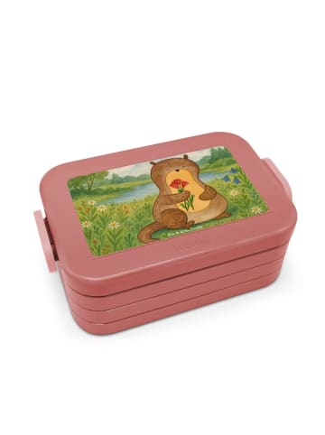 Mr. & Mrs. Panda Brotdose Otter Blumenstrauß Design ohne Spruch in Rot Pastell