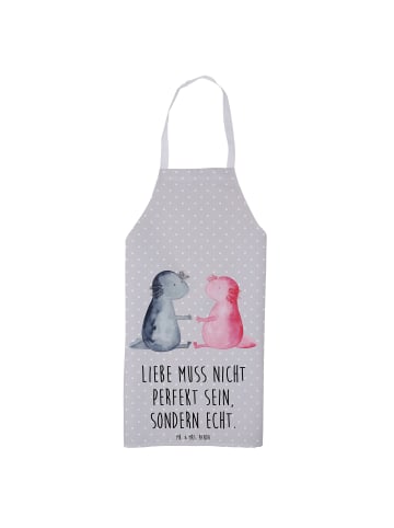 Mr. & Mrs. Panda Kochschürze Axolotl Liebe mit Spruch in Grau Pastell