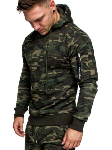 Amaci&Sons Kapuzenpullover HIALEAH in Camouflage Khaki