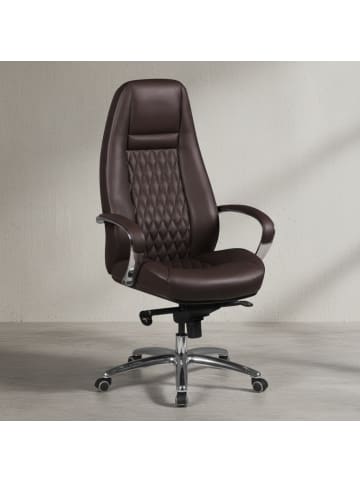 KADIMA DESIGN Chefsessel Echtleder | Ergonomisch, Alu-Fußkreuz, 120kg, 8h Nutzung in Braun