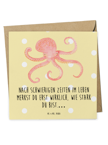 Mr. & Mrs. Panda Grußkarte Tintenfisch mit Spruch in Gelb Pastell