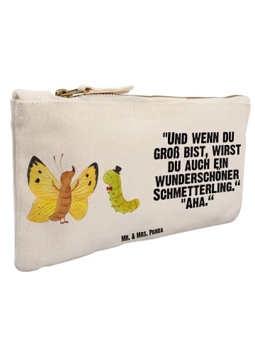 Mr. & Mrs. Panda kosmetiktäschchen Raupe Schmetterling mit Spruch in Weiß