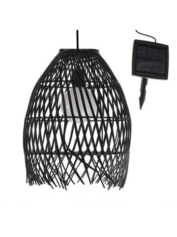 MARELIDA LED Solar Hängelampe Boho Lampenschirm in Korboptik H: 36cm in schwarz