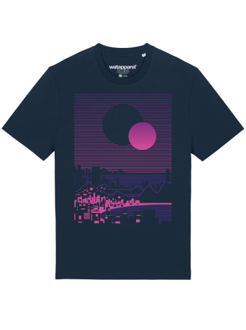 wat? Apparel T-Shirt Sun and Moon Skyline in Dunkelblau