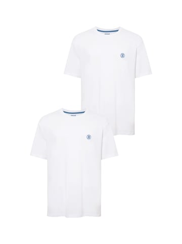 Mavi Jeans 2er-SET T-Shirt mit Rundhalsausschnitt und Logo Stickerei in Weiß-3