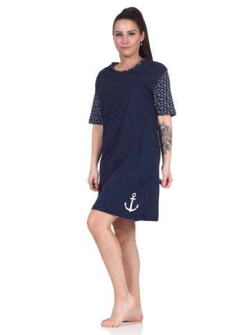 NORMANN kurzarm Nachthemd Look Anker in navy