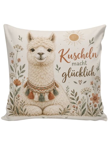 Mr. & Mrs. Panda Kissen 40x40 Alpaka boho Design mit Spruch in Weiß