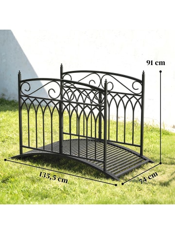 Outsunny Gartenbrücke in Schwarz 135,5L x 74B x 91H cm