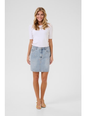 Kaffe Denimrock KAbabeth Regular fit in Blue Denim/Feather Flower Emb.