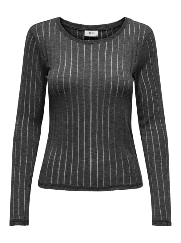 JACQUELINE de YONG Top Rundhals Slim Fit Bequemes Langarmshirt in Dunkelgrau
