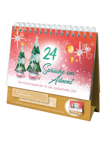 ROTH Tisch-Adventskalender mit Tannenmotiv in Rot