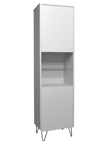 58 aufm Kessel VITRINE Erna 51x45x197 Kreidegrau matt Lack
