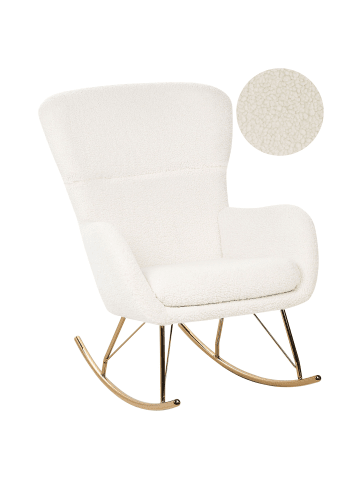 Beliani Schaukelsessel ANASET in Weiß/Gold - (W) 74 x (H) 99 x (L) 99 cm
