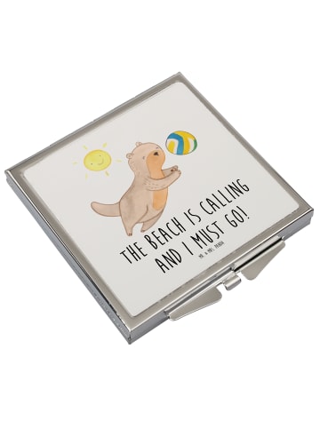 Mr. & Mrs. Panda Schminkspiegel Sommer Meer Strand mit Spruch in Weiß