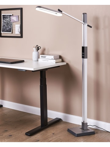 Beliani Stehleuchten AQUARIUS in Silber/Schwarz - (W) 66 x (H) 144 x (L) 19 cm