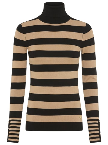 Tamaris Rollkragenpullover in schwarz-camel gestreift