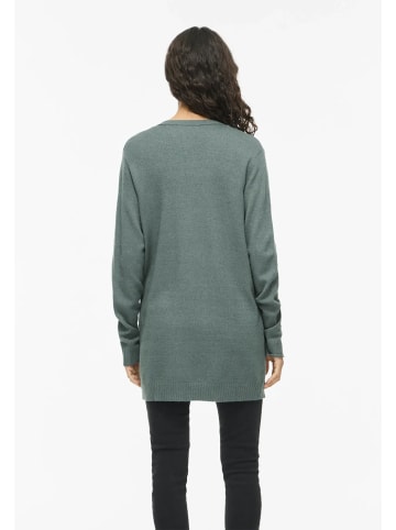 Vila Feinstrick Basic Cardigan Stretch mit Taschen VIRIL in Tannen-Grün