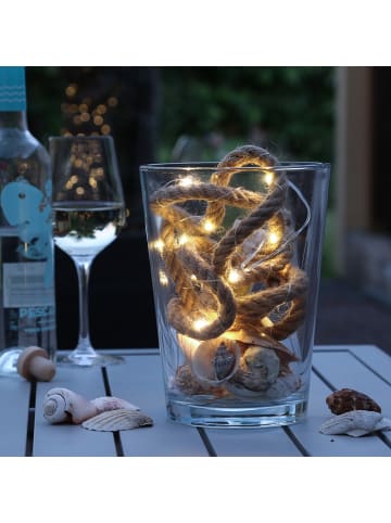 MARELIDA LED Lichterkette Seil Jute maritime Kordel Tau 40LED L: 2m  in natur