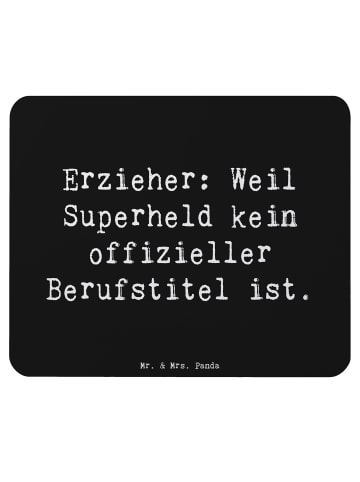 Mr. & Mrs. Panda Mousepad Spruch Erzieher Superheld mit Spruch in Schwarz