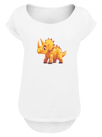 F4NT4STIC Long Cut T-Shirt Süßer Triceratops Dinosaurier in weiß