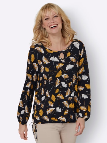 WITT WEIDEN Shirt in schwarz-ocker-bedruckt