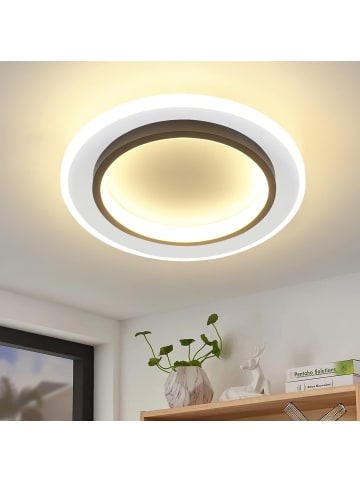 ZMH Deckenleuchte LED in weiß und schwarz rund L 23.5cm 3000K warmweiß 14W