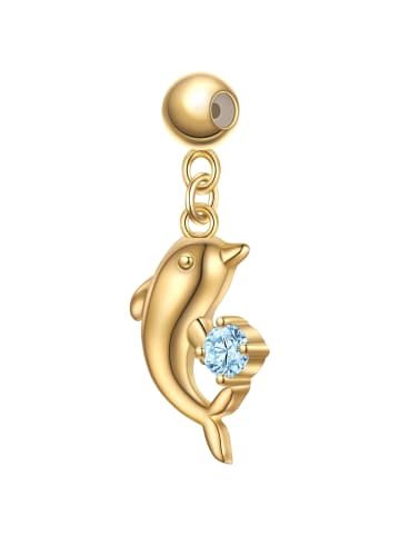 Glanzstücke München Charm Delfin aus Sterling Silber in gelbgold