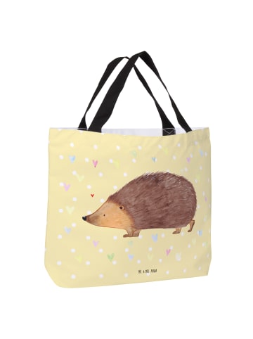 Mr. & Mrs. Panda Strandtasche Igel Herzen ohne Spruch in Gelb Pastell